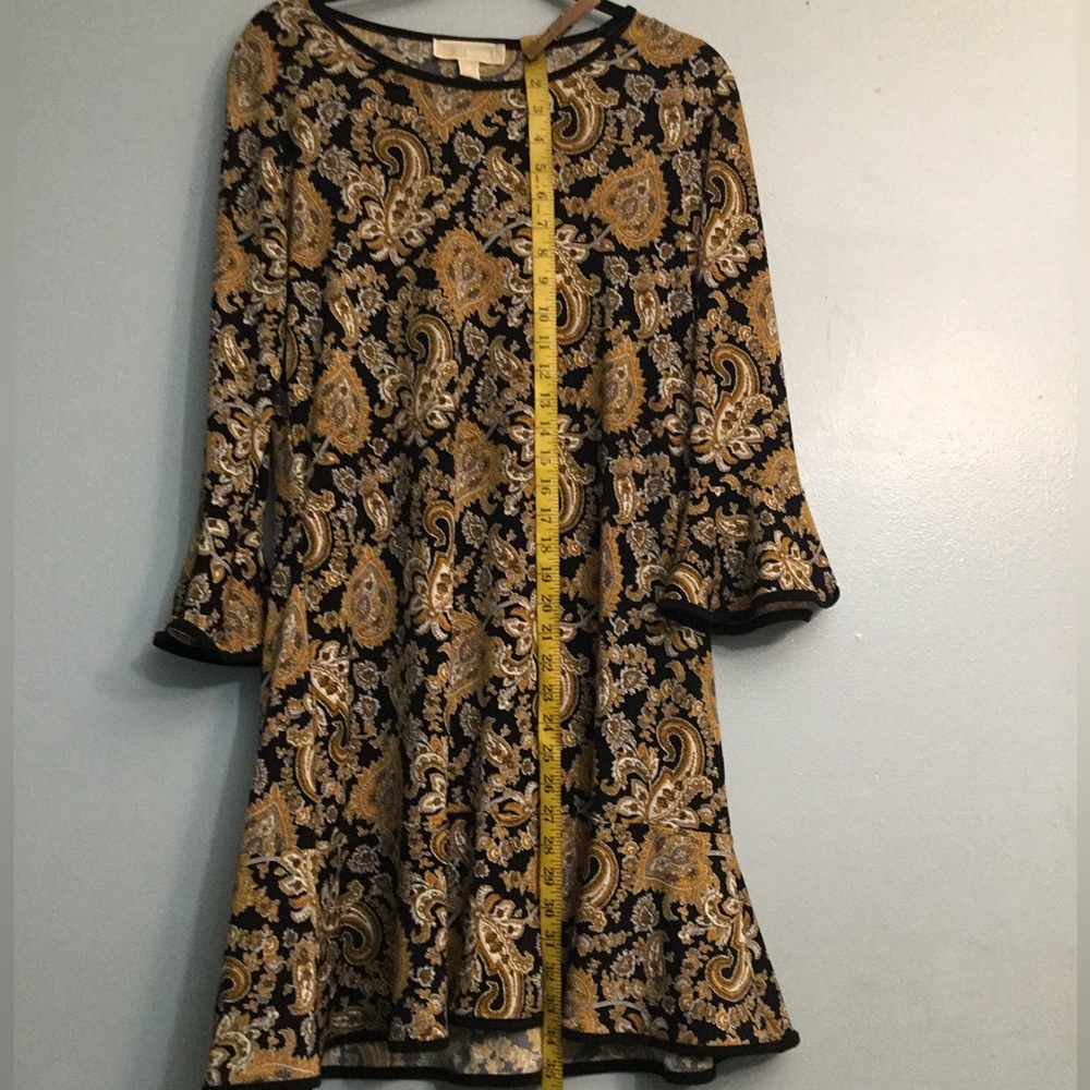 Michael Kors Black and Gold Paisley Dress